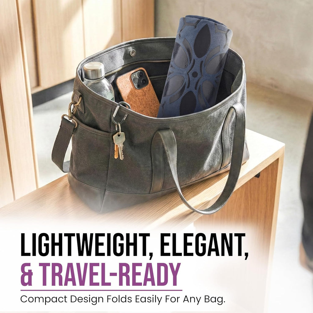 Hot Yoga Mat Towel – Non-Slip Grip for Hot Yoga, Sweat Absorbent, Honeycomb Silicone Grip, Stays Flat – Ideal for Pilates, Travel, Washable & Lightweight - Dark Blue