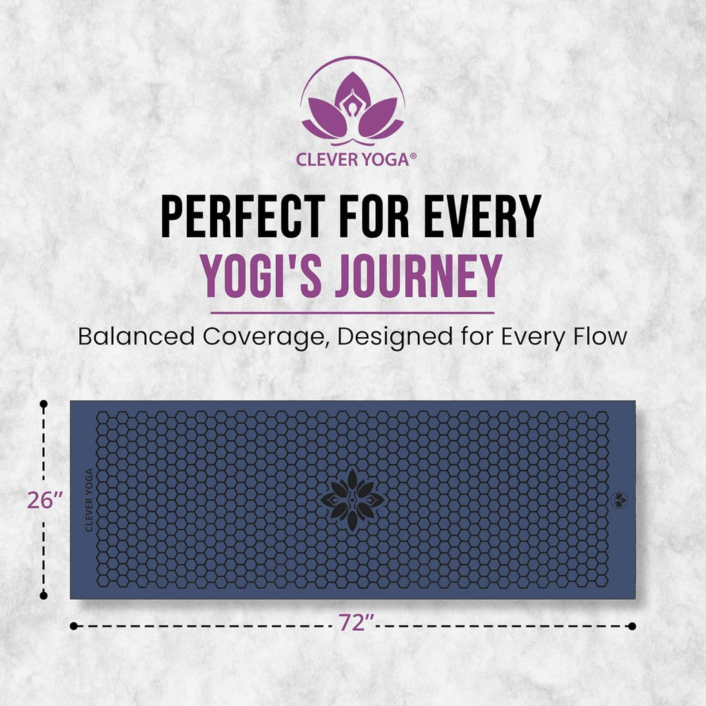 Hot Yoga Mat Towel – Non-Slip Grip for Hot Yoga, Sweat Absorbent, Honeycomb Silicone Grip, Stays Flat – Ideal for Pilates, Travel, Washable & Lightweight - Dark Blue