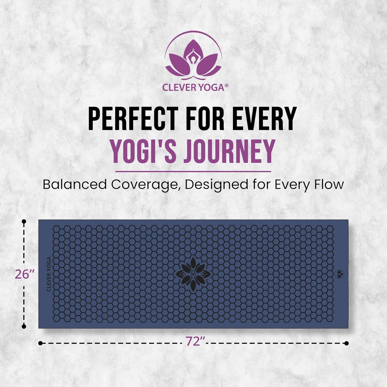 Hot Yoga Mat Towel – Non-Slip Grip for Hot Yoga, Sweat Absorbent, Honeycomb Silicone Grip, Stays Flat – Ideal for Pilates, Travel, Washable & Lightweight - Dark Blue