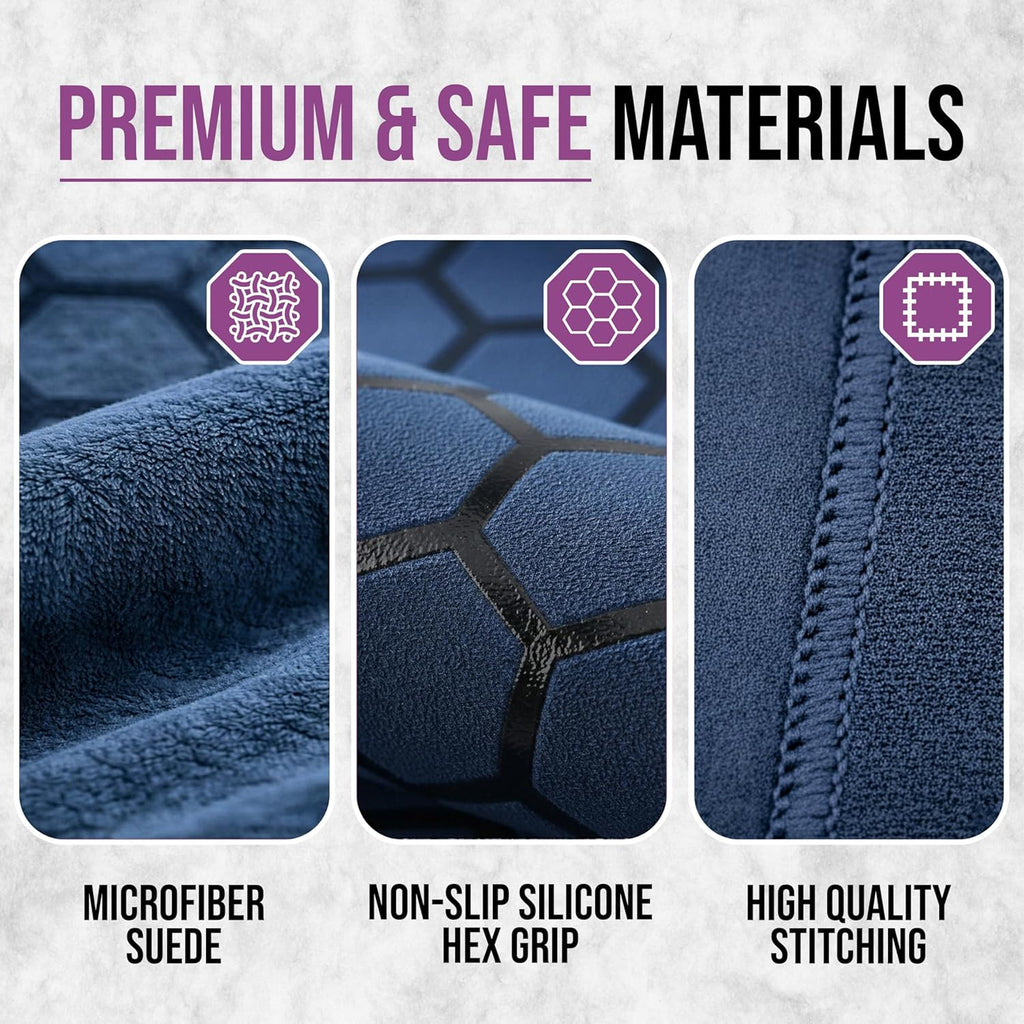 Hot Yoga Mat Towel – Non-Slip Grip for Hot Yoga, Sweat Absorbent, Honeycomb Silicone Grip, Stays Flat – Ideal for Pilates, Travel, Washable & Lightweight - Dark Blue