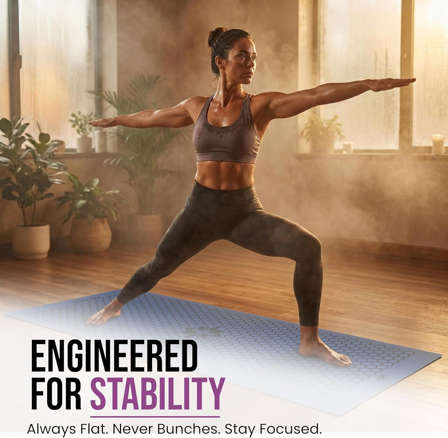 Hot Yoga Mat Towel – Non-Slip Grip for Hot Yoga, Sweat Absorbent, Honeycomb Silicone Grip, Stays Flat – Ideal for Pilates, Travel, Washable & Lightweight - Dark Blue